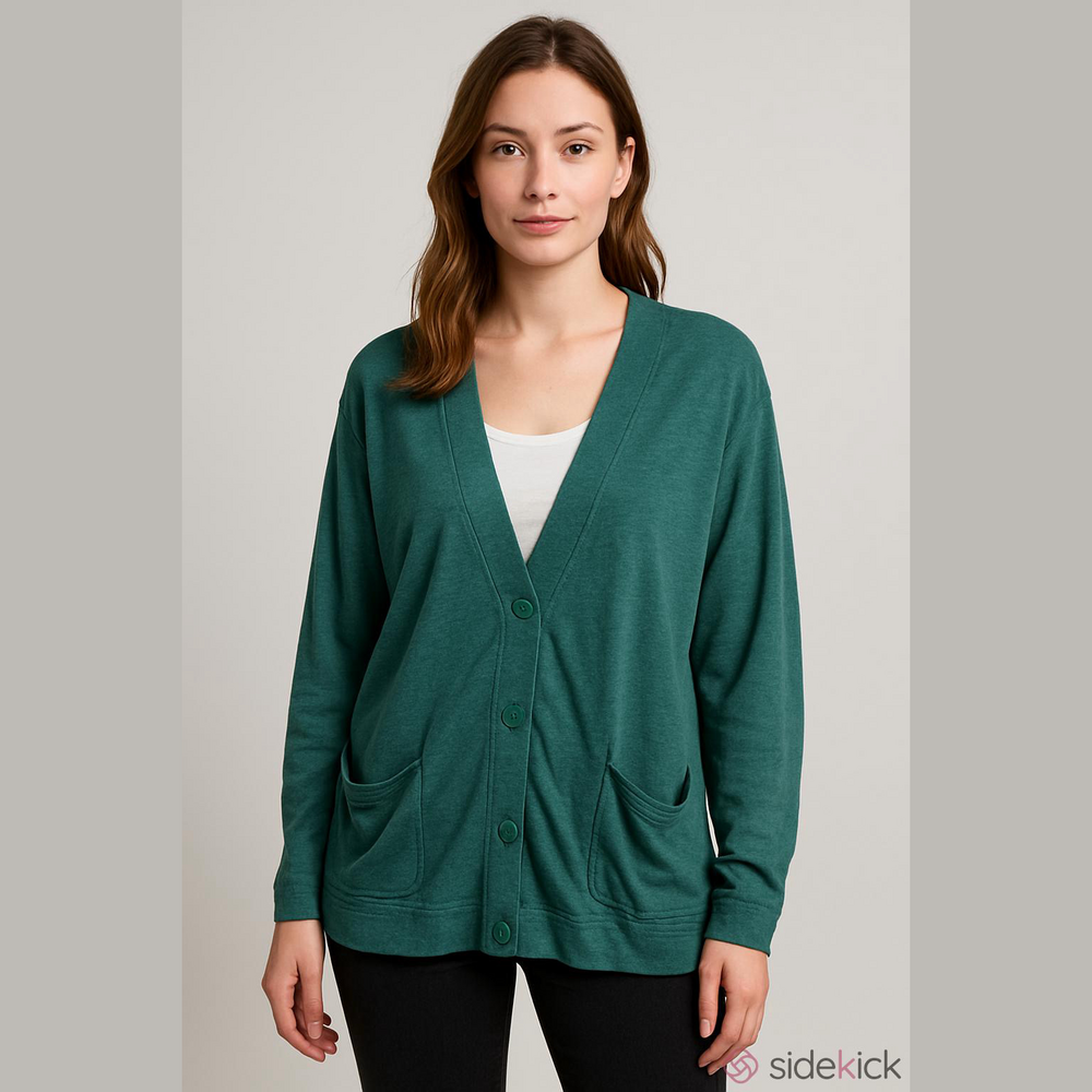 Universal Standard Teal  Cardigan Oversized Boyfriend Fit Lightweight w/pockets